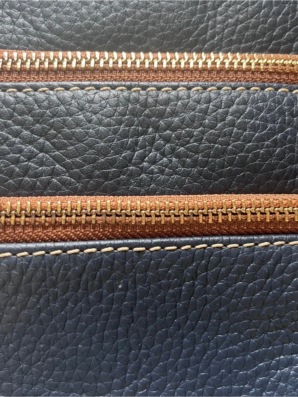 Dooney & Bourke Triple Zip Pebbled Leather Crossbody - Navy Blue VGUC